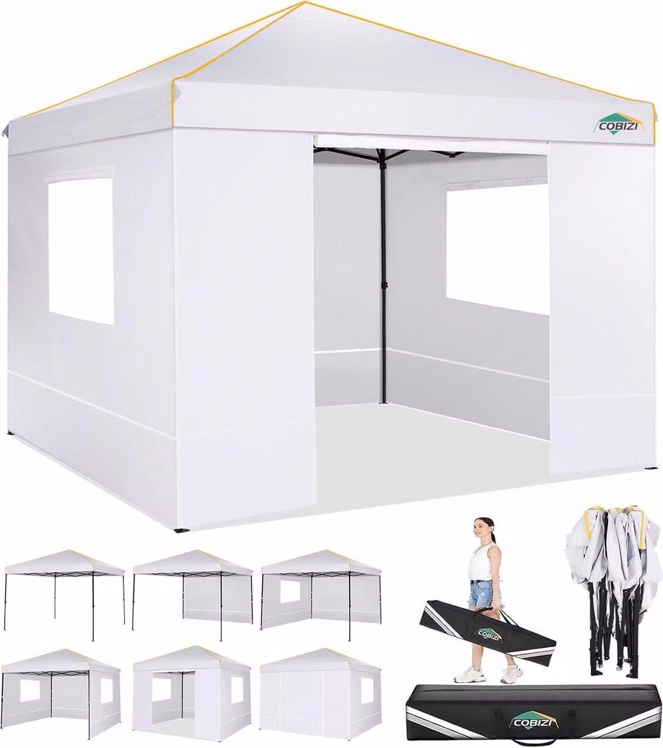 COBIZI Padiglione 3x3 impermeabile stabile pieghevole con pannelli laterali Pop Up Party Tent Protezione UV