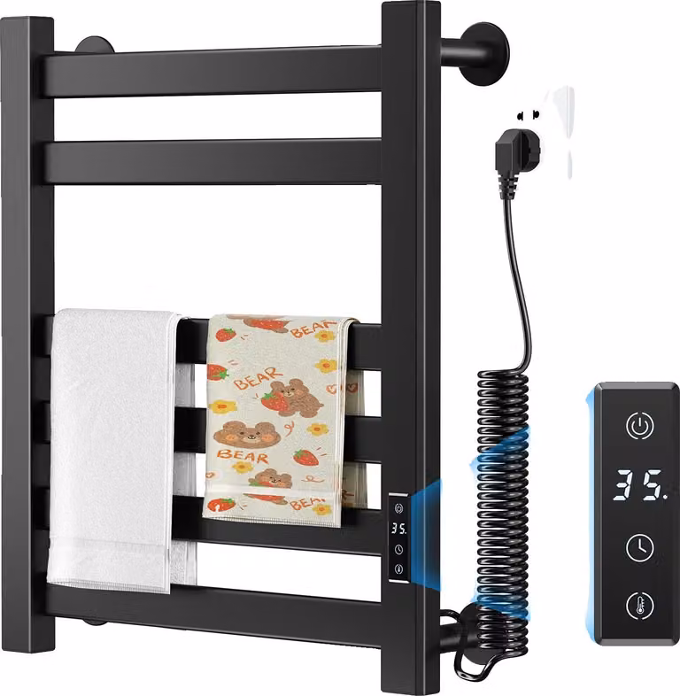 Scaldasalviette, comando touchscreen, design impermeabile, nero