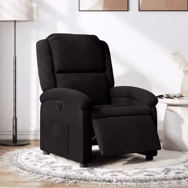 Poltrona elettrica reclinabile relax vidaXL in tessuto nero con braccioli – 1