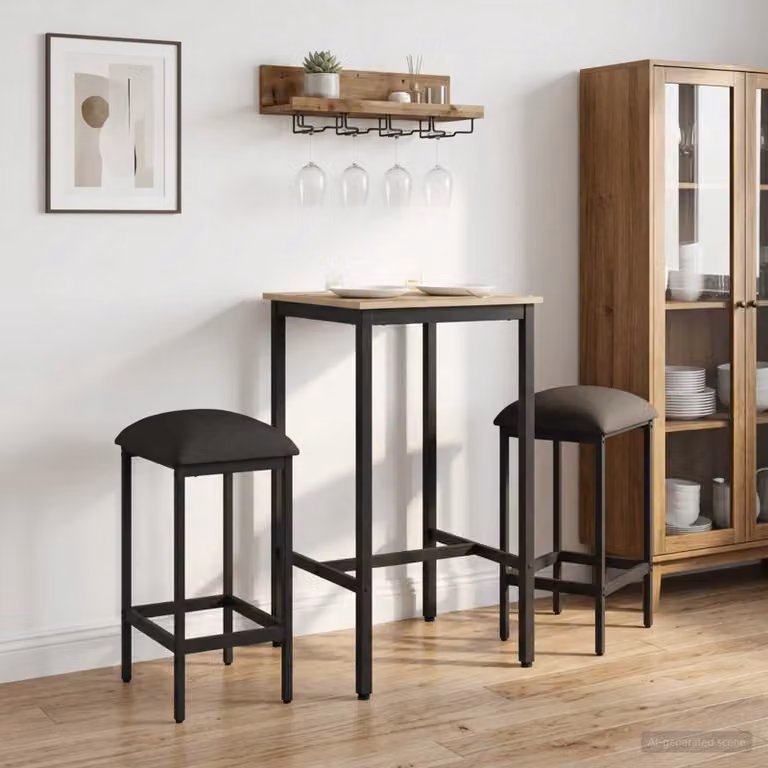 Set di 2 sgabelli da bar moderni vidaXL in tessuto grigio con struttura in metallo L: 40 cm, P: 32 cm, H: 64 cm