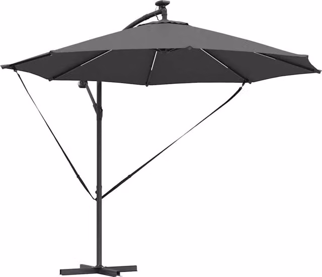 Ombrellone moderno a braccio orientabile HELLOSHOP26 in alluminio e poliestere color antracite L/P/H: 294 x 294 x 248 cm