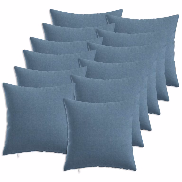 Set di 12 federe vidaXL HEERLEN blu jeans, forma quadrata, L 50 x P 50 cm, in tessuto di poliestere