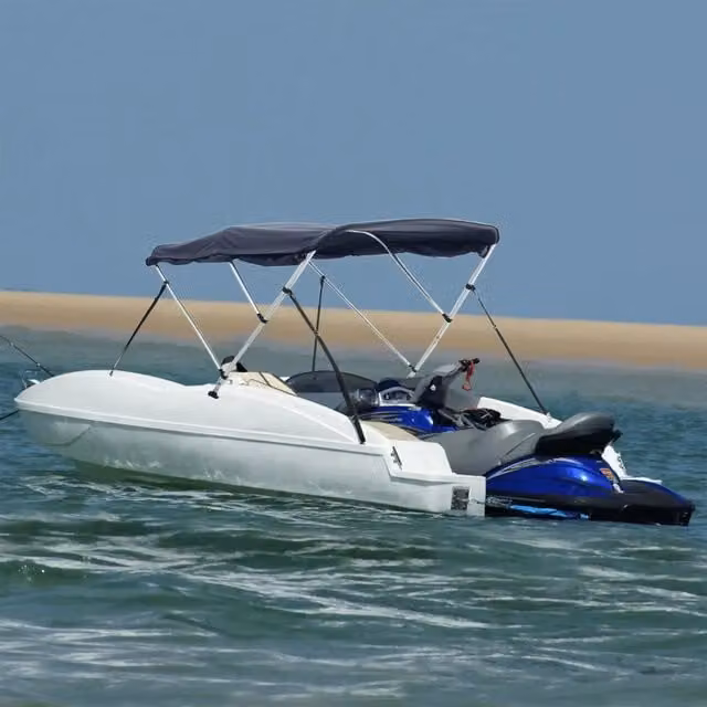 Bimini di Prua Videx con Pareti Laterali a 3 Archi, Colore Blu, L/P/H: 183 x (137-152) x 137 cm