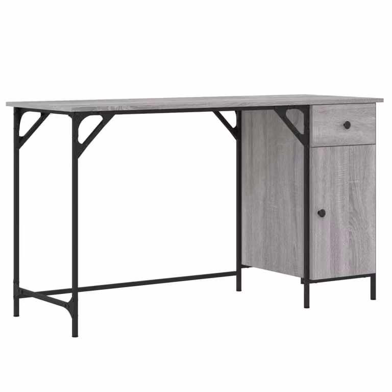 Scrivania Computer Grigio Sonoma 131x48x75 cm Legno Multistrato
