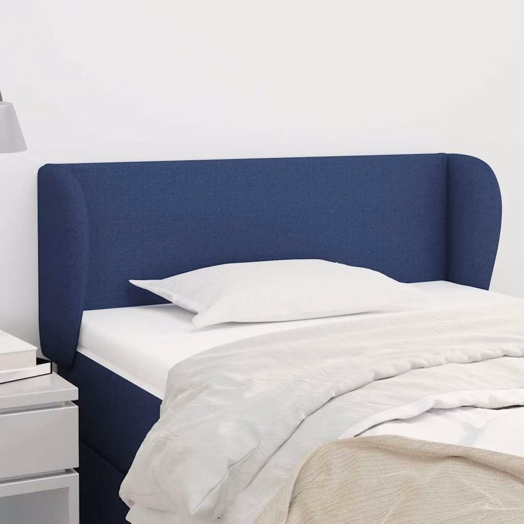 Testiera ad orecchio vidaXL in tessuto blu con struttura in legno L: 93 cm, P: 23 cm, H: 78-88 cm