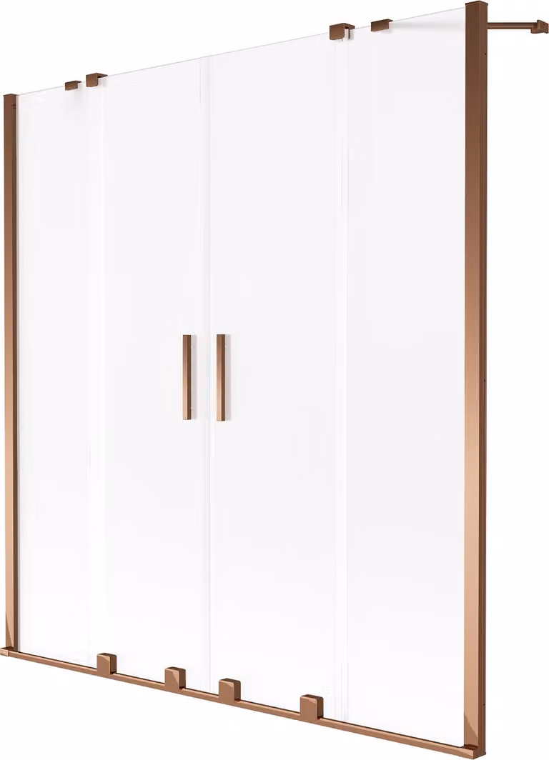 Mexen Velar Duo paratia per vasca da bagno scorrevole a 2 ante 160 x 150 cm, smerigliato, oro rosa - 896-160-000-32-60
