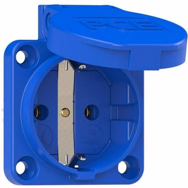 Presa di corrente CEE con contatto di protezione montato in superficie blu 16A 250V IP54 PCE 105-0b