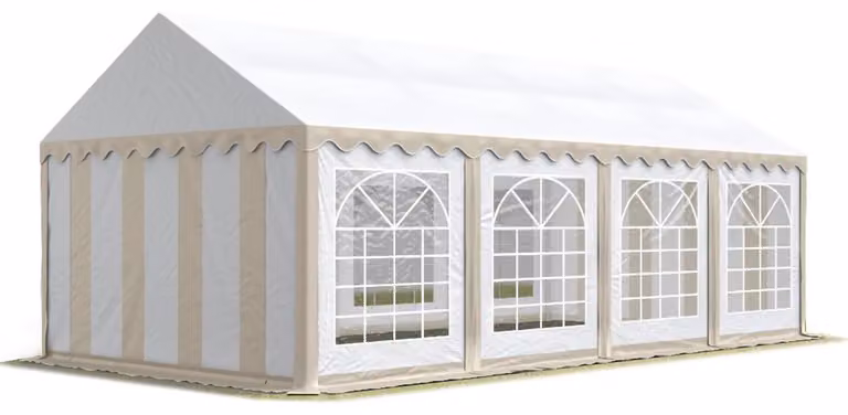 TOOLPORT Tendone per feste 4x8 m PVC beige-bianco 100% impermeabile Tendone da esterno Tenda party