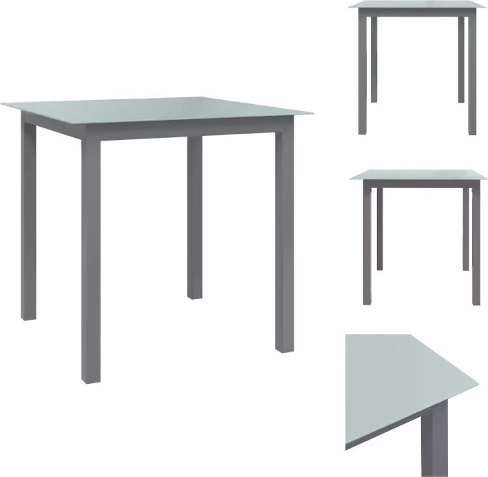 vidaXL Tavolo da giardino grigio chiaro 80x80x74 cm in alluminio e vetro - Tavoli da giardino