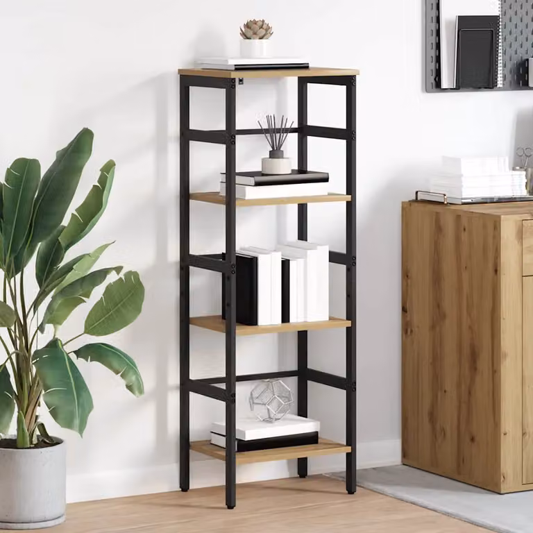 Libreria industriale vidaXL a 3 livelli in legno e metallo, colore marrone, L 40 cm x P 29,5 cm x H 115 cm