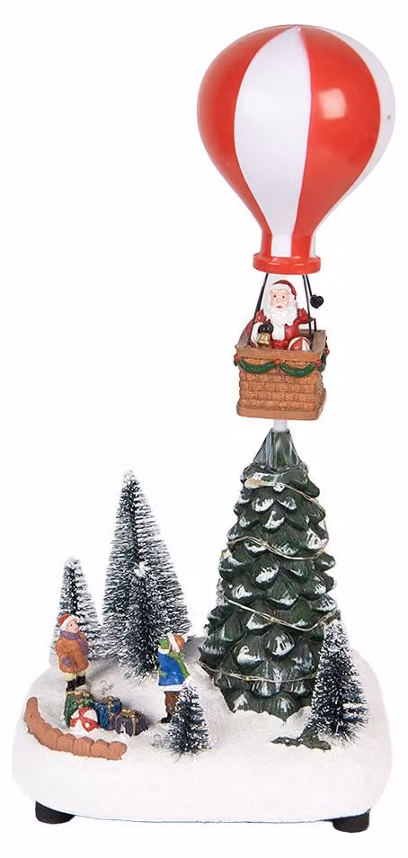 Clayre & Eef Decorazione natalizia con luci LED e musica Albero di Natale 17x13x15/18 cm / 3xAA Plastica verde