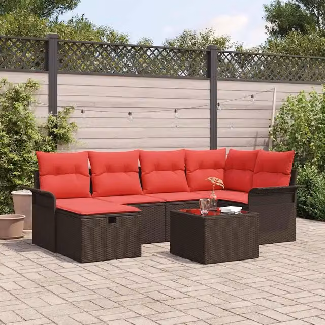 Set Divano da Giardino 7 pz Poly Rattan 3360225