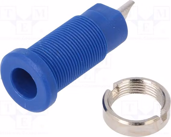 1 connettore a banana da 2 mm, isolato, 10A, temperatura di esercizio -25÷80°C, 600V, 25 mm, colore blu, resistenza 5 mΩ, modello SEB 3400 NI / BL B