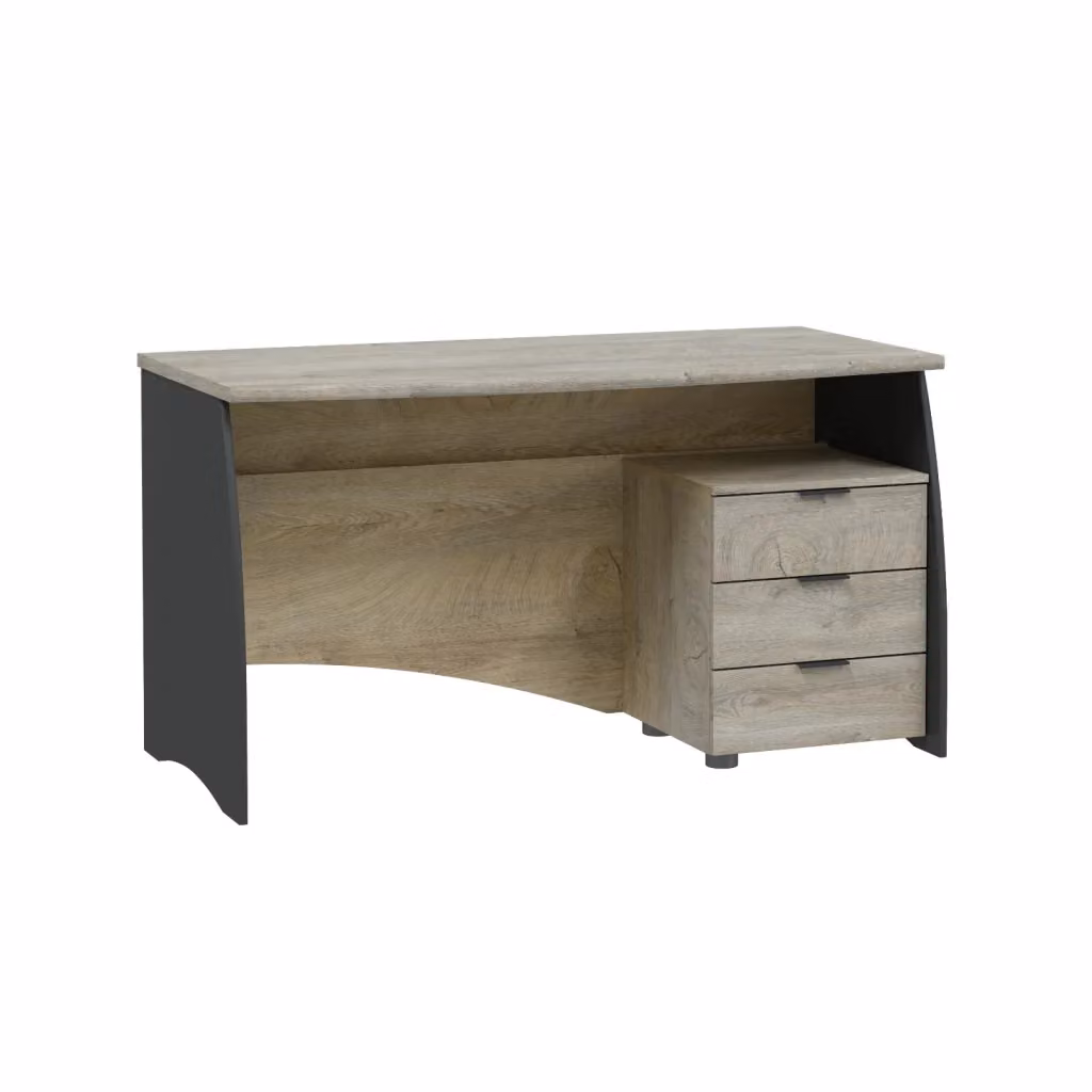 Scrivania moderna Arreditaly con 3 cassetti in finitura rovere e grigio L: 136 cm, P: 74 cm, H: 67 cm – 2
