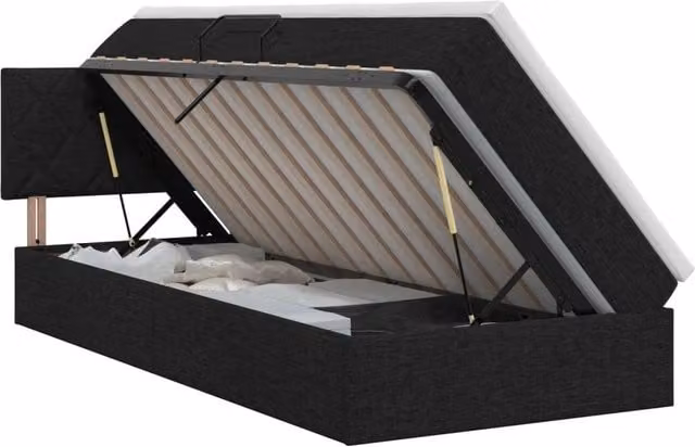 Letto con contenitore e materasso vidaXL in velluto nero L/P/H: 190 x 90 x 34,5 cm