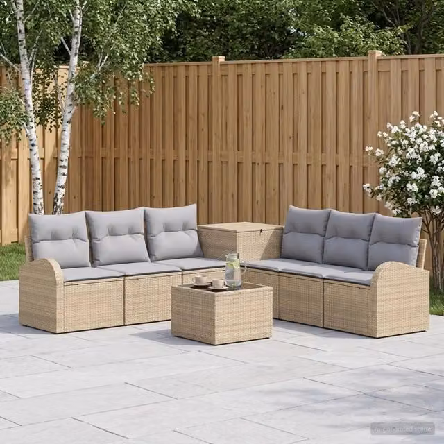 Set di divani 8 pz Beige e Grigio Chiaro 55 x 55 x 37 cm 3448123