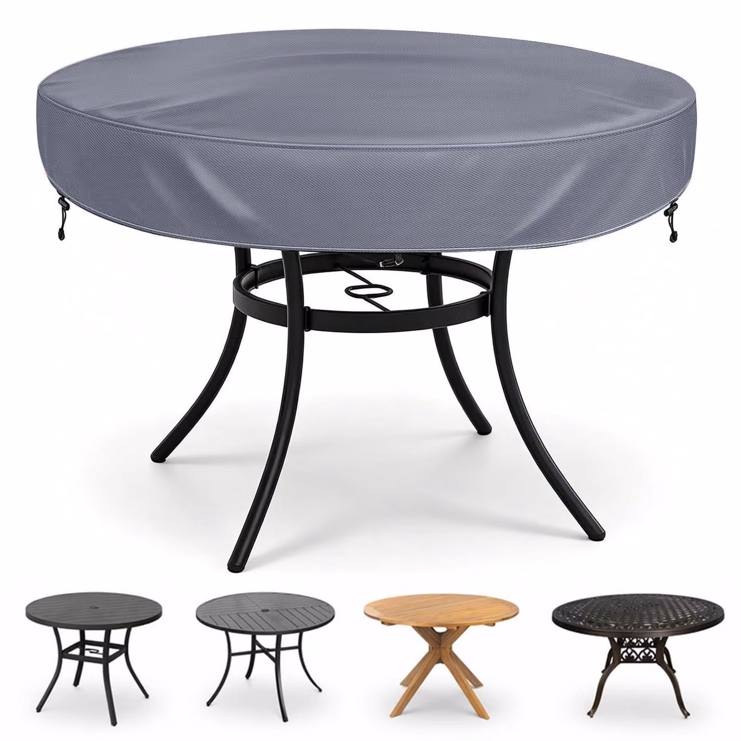 Copertura impermeabile per tavolo da giardino, diametro 82 cm, colore grigio