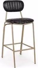 Sgabello Addy Bizzotto nero in ecopelle con struttura in metallo