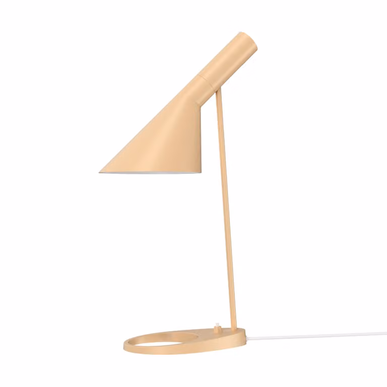 Louis Poulsen Lampada da tavolo di design AJ Mini, Crema / Ambra, Soggiorno / Sala da pranzo, Metallo, Design, Lampada da tavolo