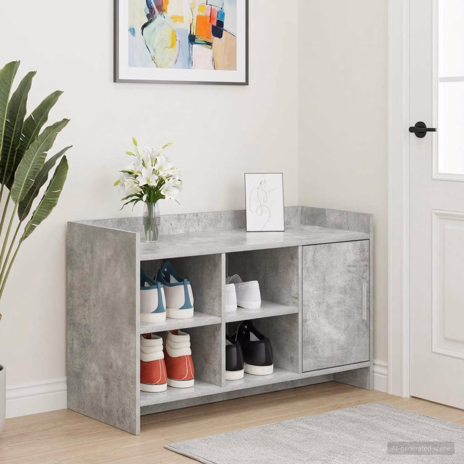 Mobile porta scarpe vidaXL con ante in stile minimalista, Grigio, L: 100 cm, P: 39,5 cm, H: 51 cm