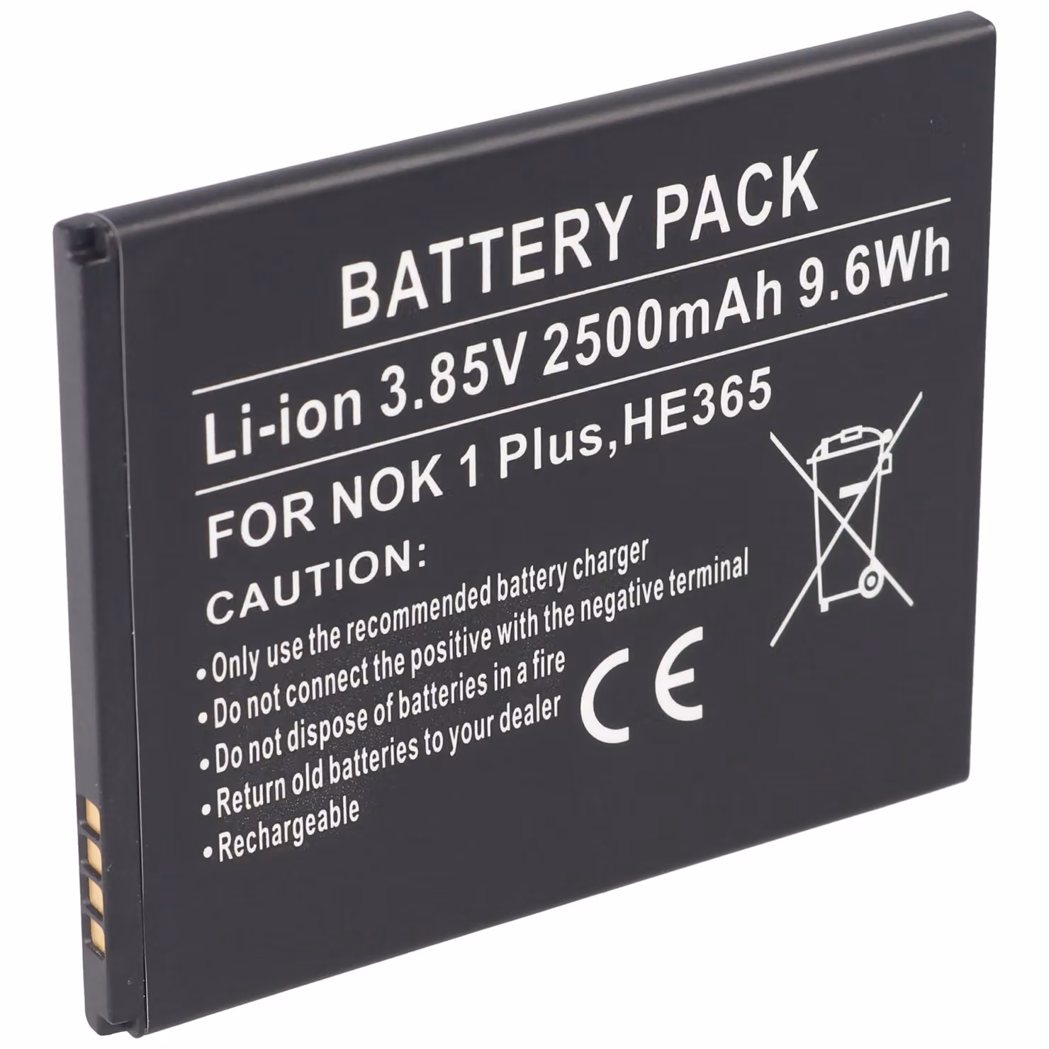 Batteria adatta per Nokia 1 Plus, HE365, Li-Ion, 3,85V, 2500mAh, 9,6Wh