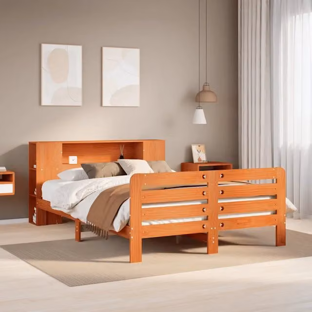Giroletto senza Materasso Marrone Cera 140x200cm Massello Pino 3309880