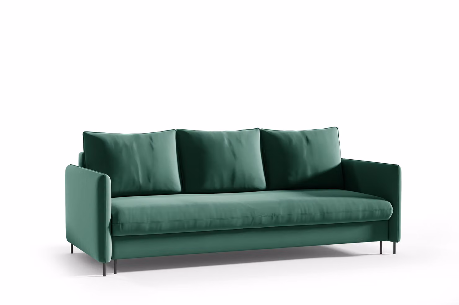 Divano letto JULIE Divano letto con funzione letto e contenitore Verde velluto