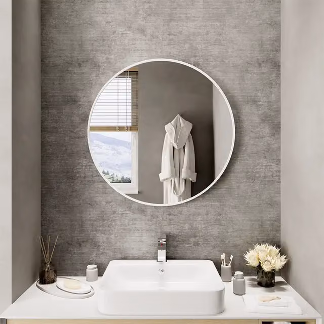 Specchio tondo Parama con cornice bianco opaco, Diametro: 100 cm – 1