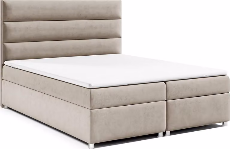 Best for Home Letto boxspring con contenitore Trinity K-1 con molle Bonell, topper incluso, consegna inclusa 160x200 - Beige