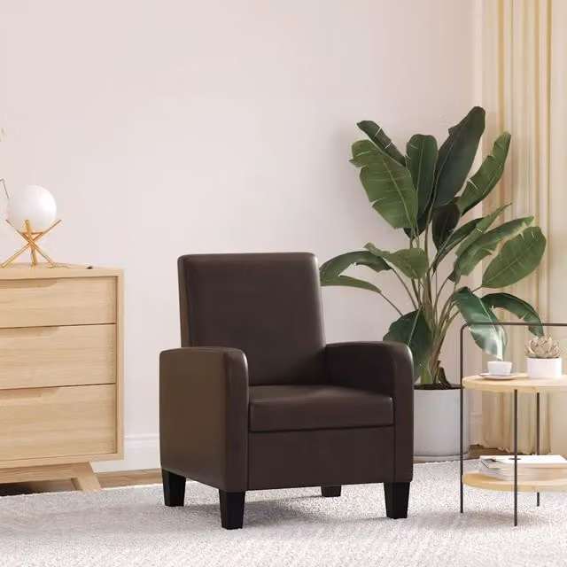 Poltrona-Divano Sedia-Poltroncina Marrone in Similpelle