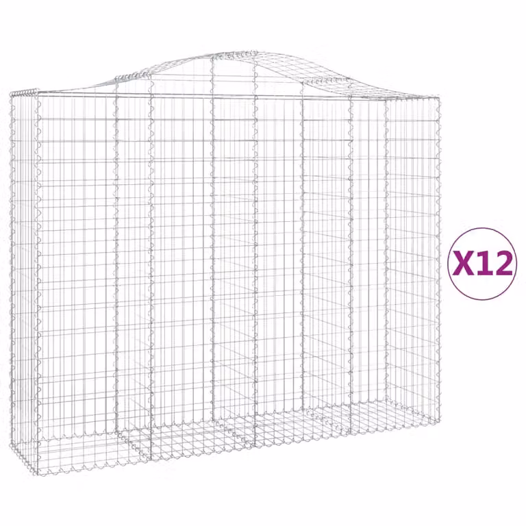 Cesti Gabbioni ad Arco 12 pz 200x50x160/180 cm Ferro Zincato