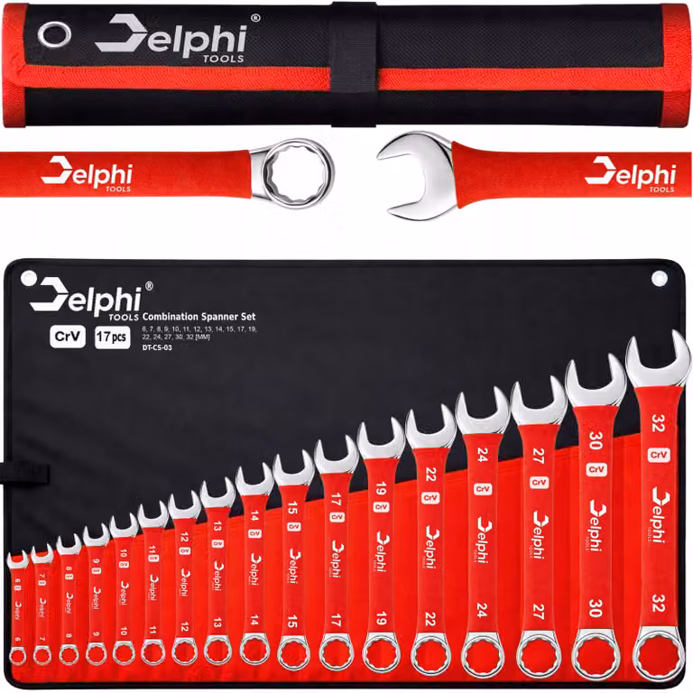 Delphi Tools - Chiavi - Chiavi fisse - Chiavi ad anello - Set di chiavi - 17 pezzi 6-32 mm
