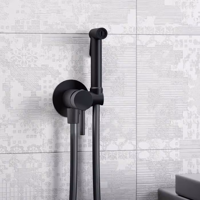 Paffoni Ringo West - Set di miscelatori a leva da incasso con doccia bidet, nero opaco ZDUP110NO