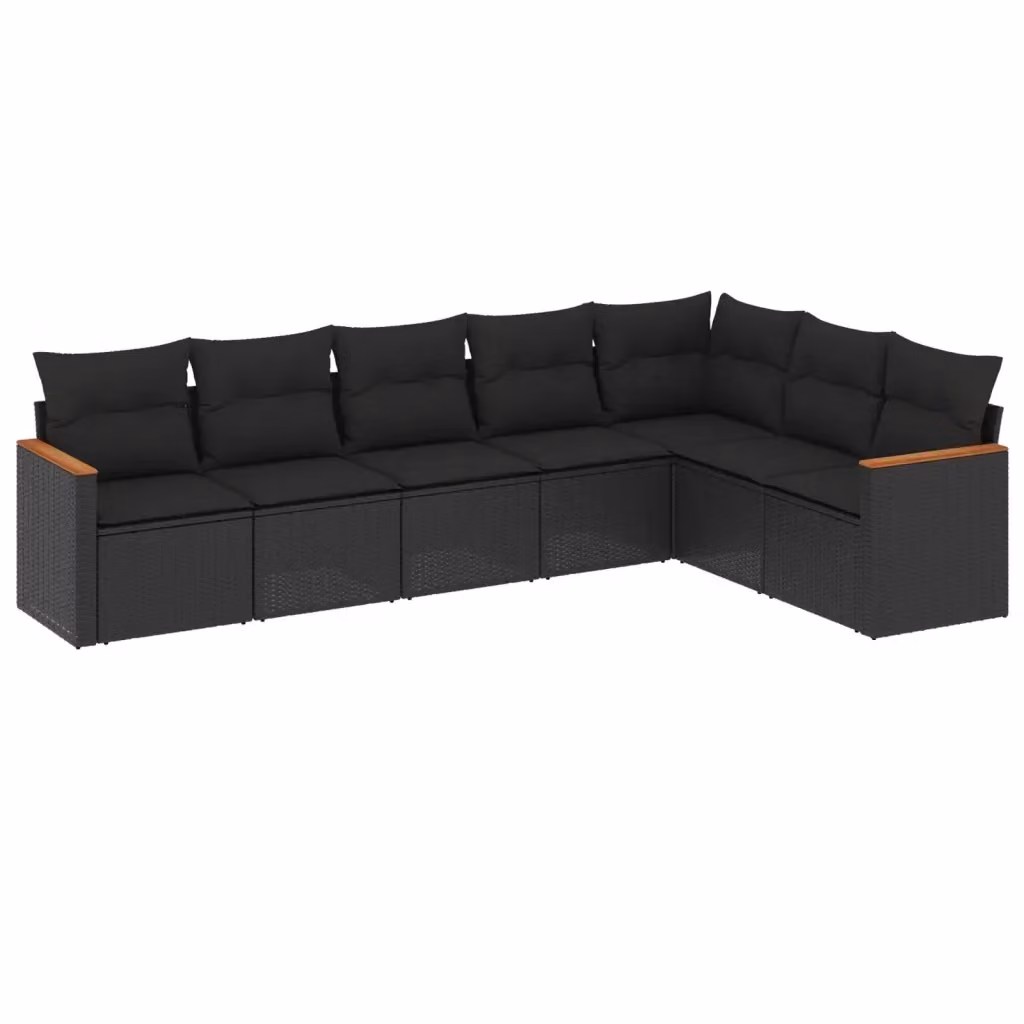 vidaXL Set Divani da Giardino a L con Cuscini 7pz in Polyrattan Nero – 2