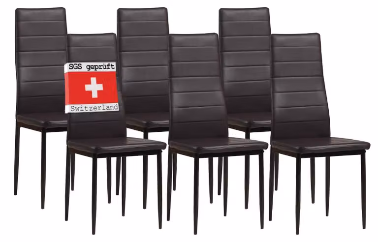 Sedie per sala da pranzo Albatros MILANO set di 6, marrone - sedia imbottita con rivestimento in Pelle finta, design moderno ed elegante per il tavolo da pranzo - sedia da cucina o da sala da pranzo con elevata capacità di carico fino a 110kg