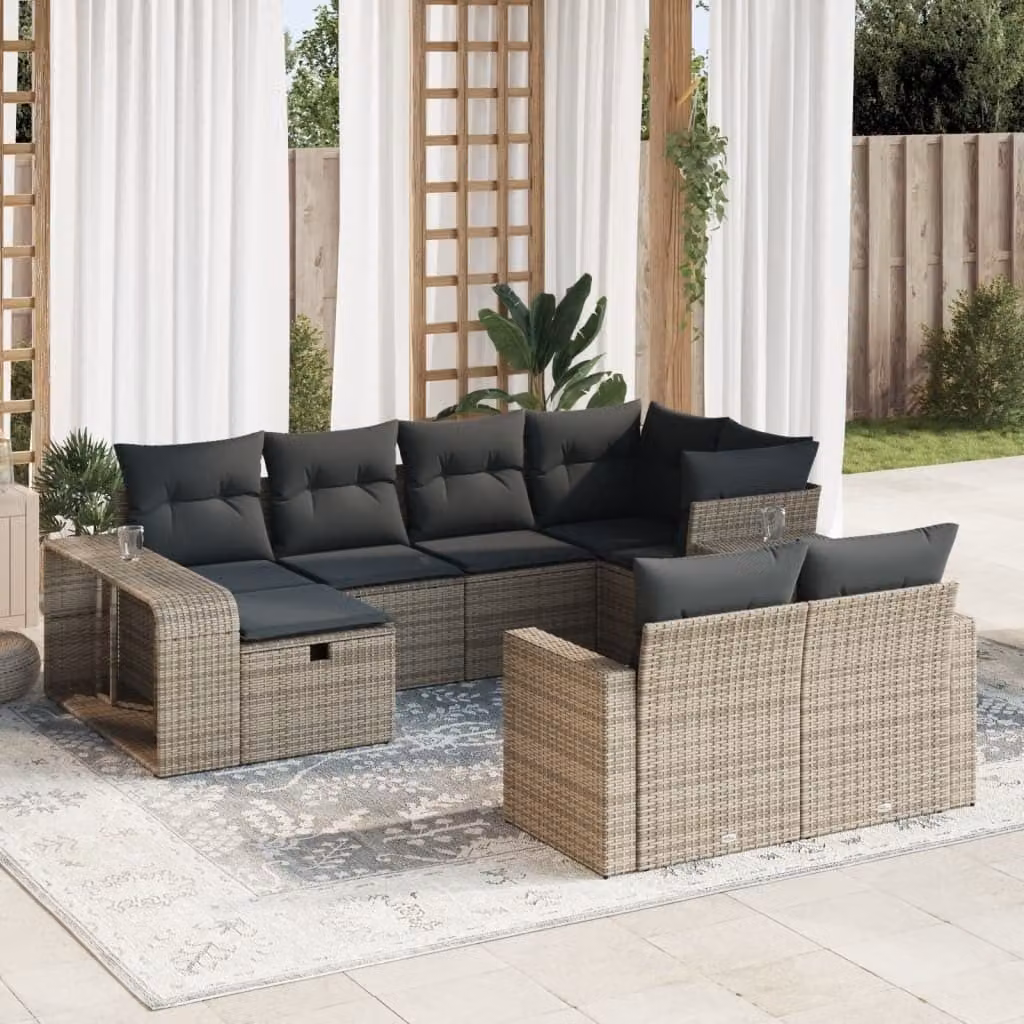 Maison Exclusive - Set da giardino 10 pezzi con cuscini Grigio Poly Rattan