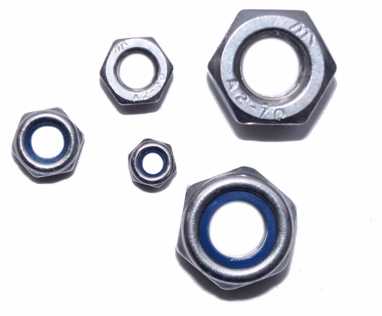 Set di 100 dadi autobloccanti in acciaio inossidabile A2