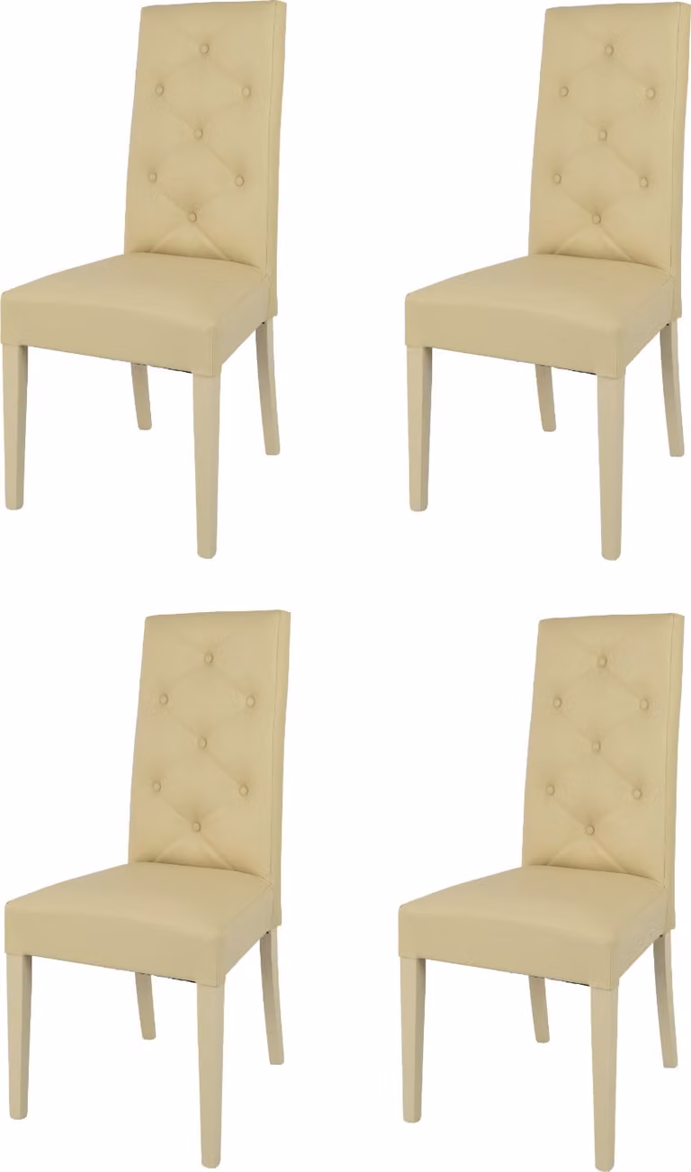 t m c s Tommychairs - Set di 4 sedie moderne CHANTAL per cucina e sala da pranzo, struttura robusta in legno di faggio laccato colore sabbia, imbottita e rivestita in Pelle finta colore sabbia