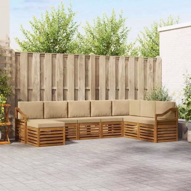 Set di divani da esterno 8 pz Naturale e Beige 3375308