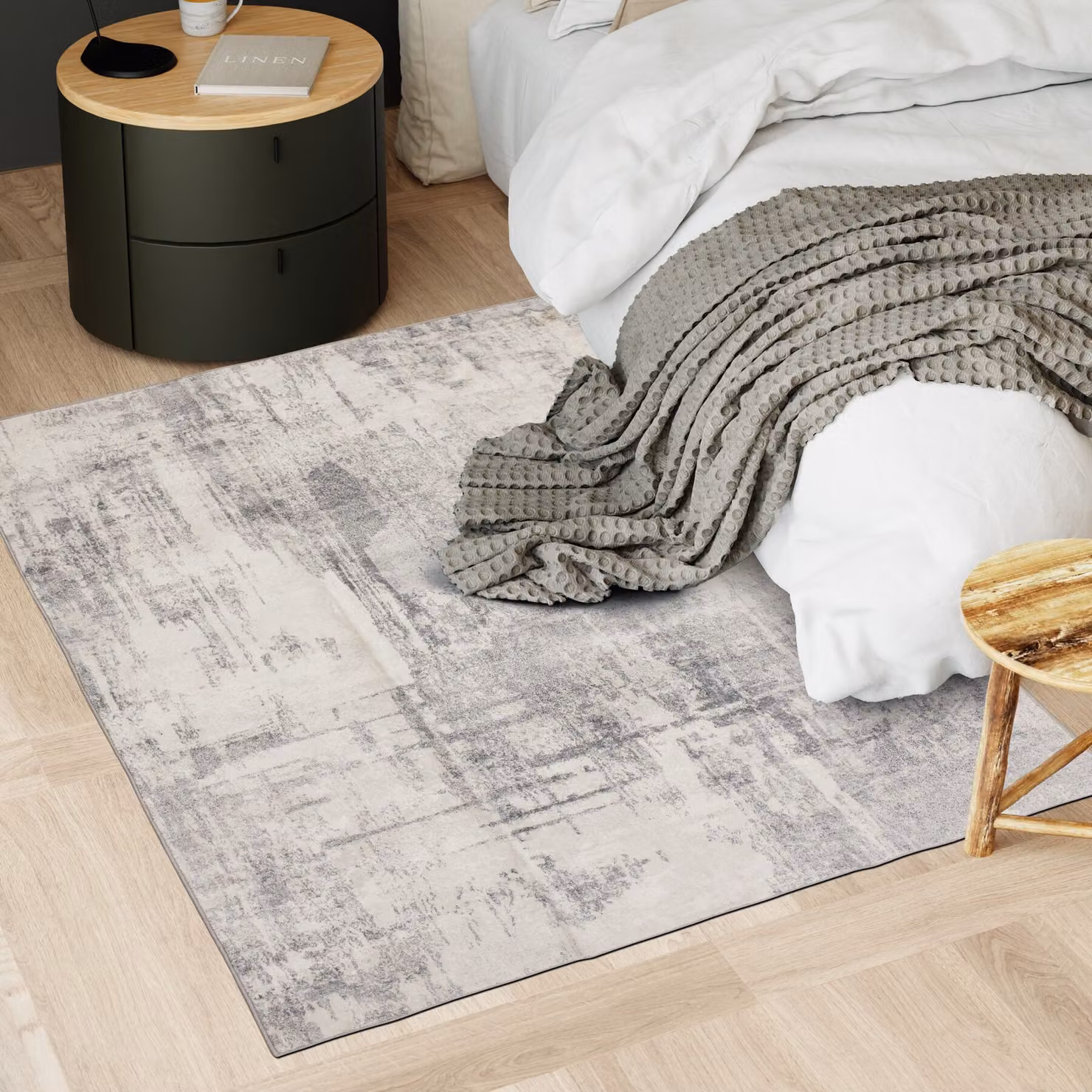 Tappeto design moderno abstract tectake, lavabile e antiscivolo, beige e grigio, L: 120 cm x P: 170 cm – 2