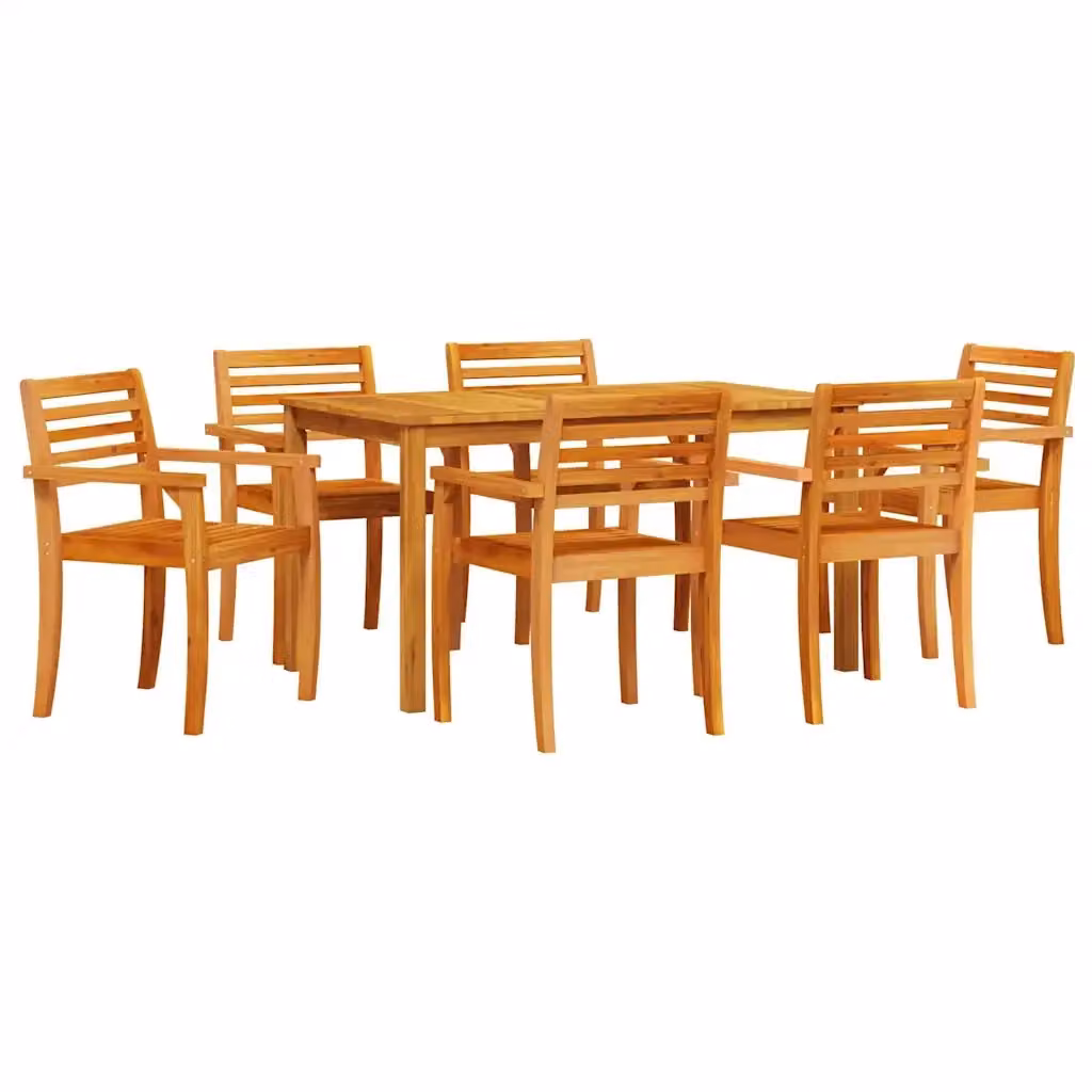 Set da pranzo per giardino e terrazza vidaXL in legno di acacia marrone, 7 pezzi – 2