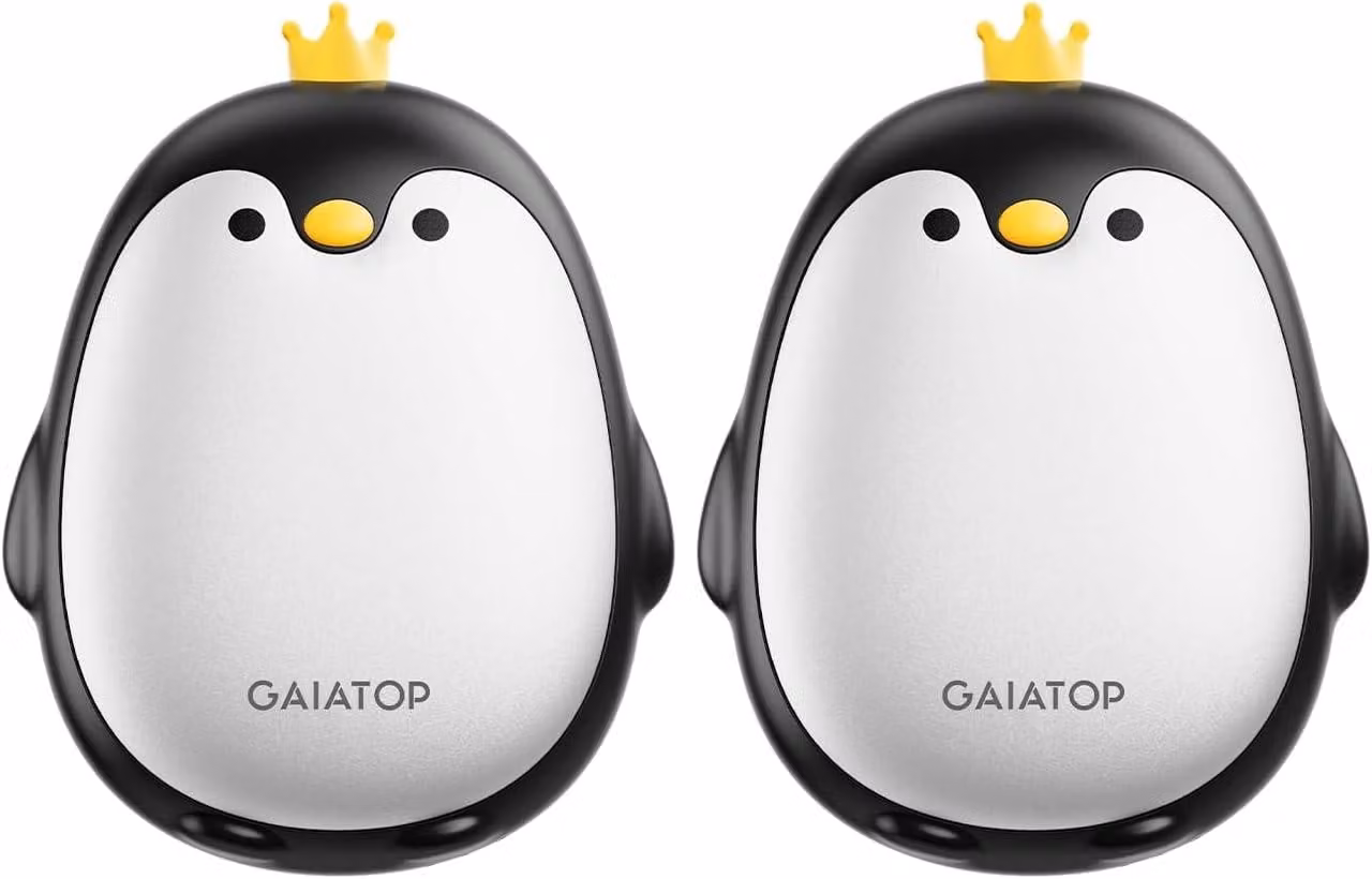 Riscaldatori per mani elettrici - Set da 2 - Design a forma di pinguino - Magnetici - 3 livelli di temperatura - Ricaricabili