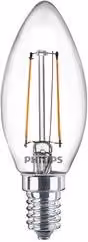 Lampadina LED Philips a candela con filamento, attacco E14, 2,2 W, 250 lumen, luce bianco caldo, trasparente