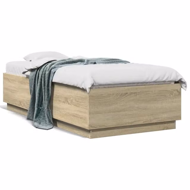 Letto singolo | Letto per adulti | Giroletto Rovere Sonoma 75x190 cm in Legno Multistrato