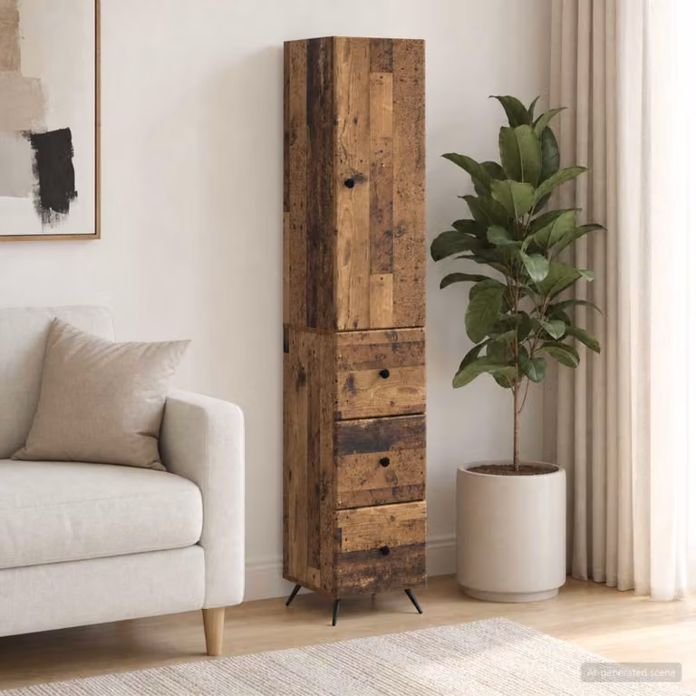 Set di 2 armadi moderni vidaXL in legno e metallo marrone con ante scorrevoli e ripiani interni L/P/H: 34,5 x 34,5 x 90 cm