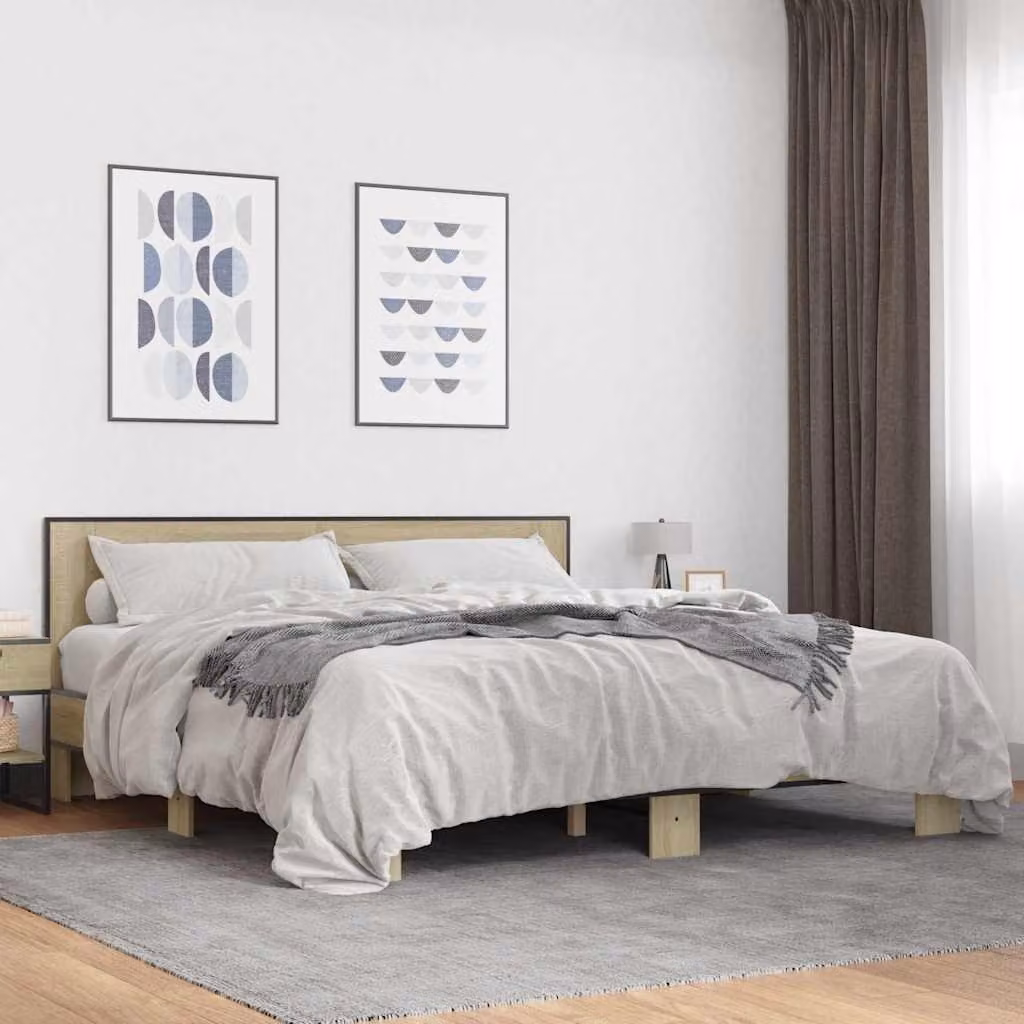 Giroletto vidaXL in Rovere Sonoma e Metallo, L/P: 200 x 200 cm