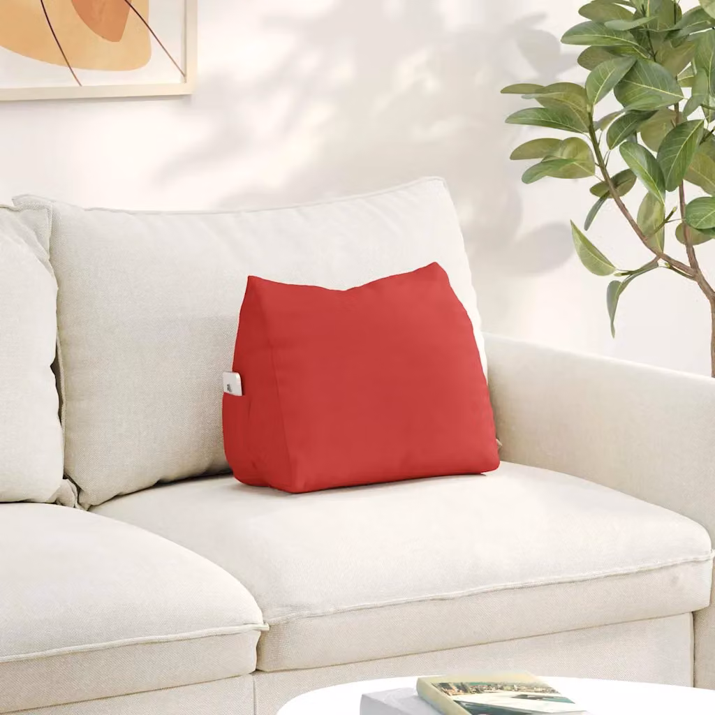 Cuscino a cuneo per schiena vidaXL, colore rosso, con rivestimento rimovibile in poliestere, L 45 cm x P 20 cm x H 35 cm