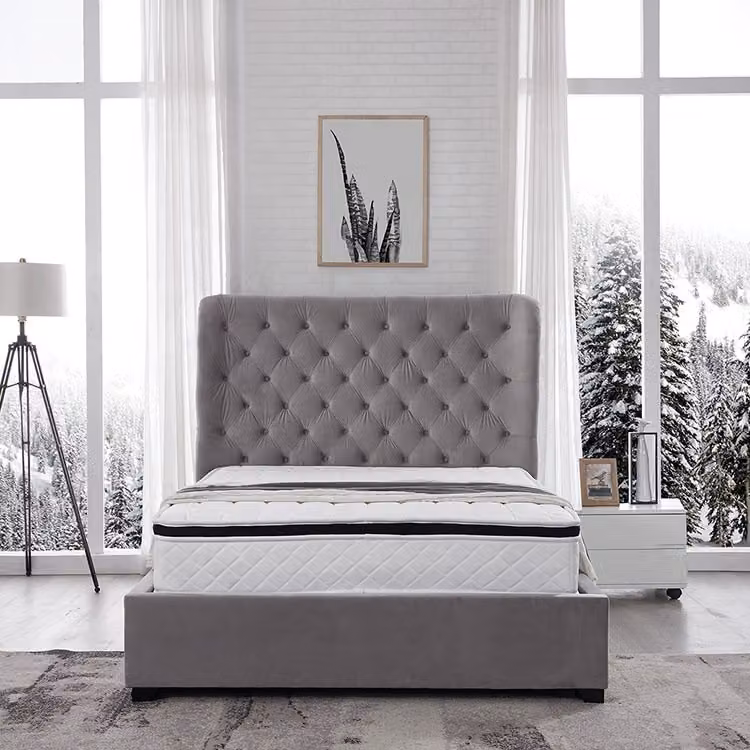 Design Chesterfield Leder Bett Hotel Betten Schlafzimmer Samt Polster