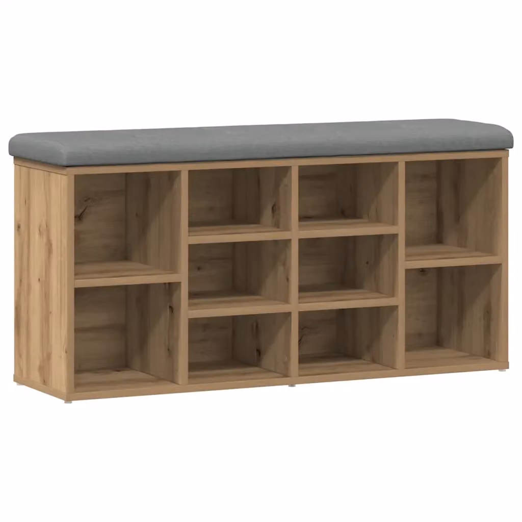 Panca Scarpiera e Sgabello Design Mania in Rovere con Seduta in Tessuto, L: 110 cm, P: 32 cm, H: 50 cm – 2