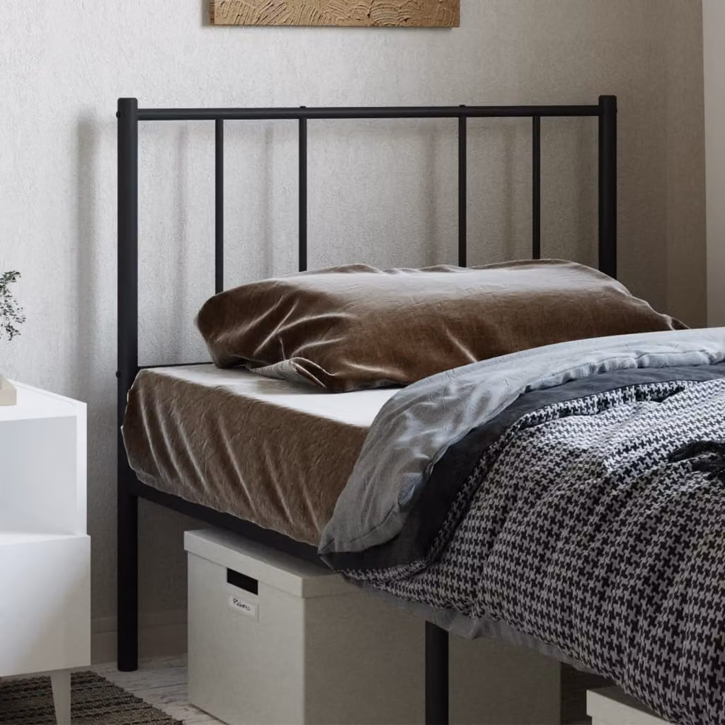 Testiera di ricambio vidaXL in metallo nero laccato, stile classico, L: 112 cm, H: 90 cm, P: 3 cm
